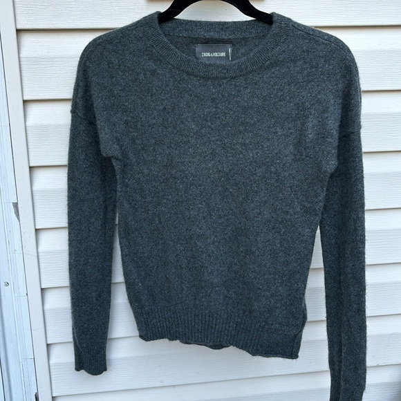 ZADIG & VOLTAIRE LADIES GRAY CASHMERE CICI PATCH METALLIC ELBOW STARS-XS - Picture 10 of 14